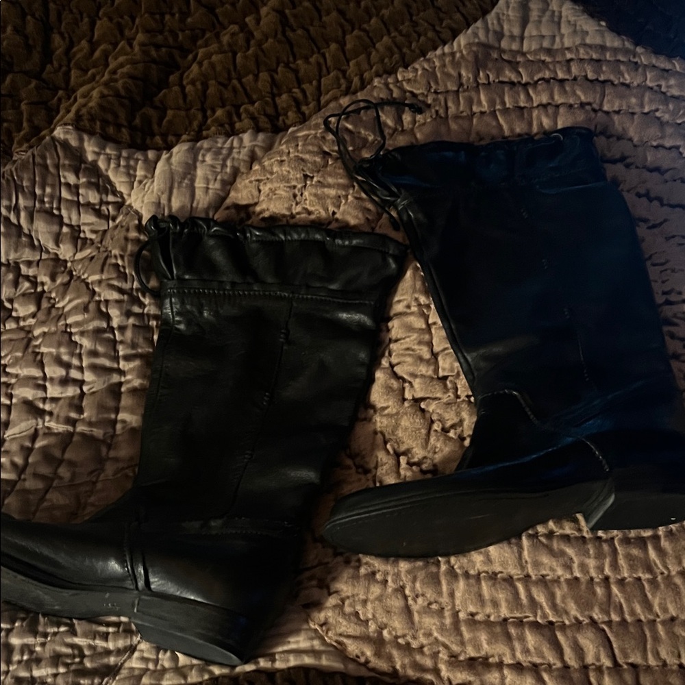 B. Makowsky Black Leather Knee-High Boots